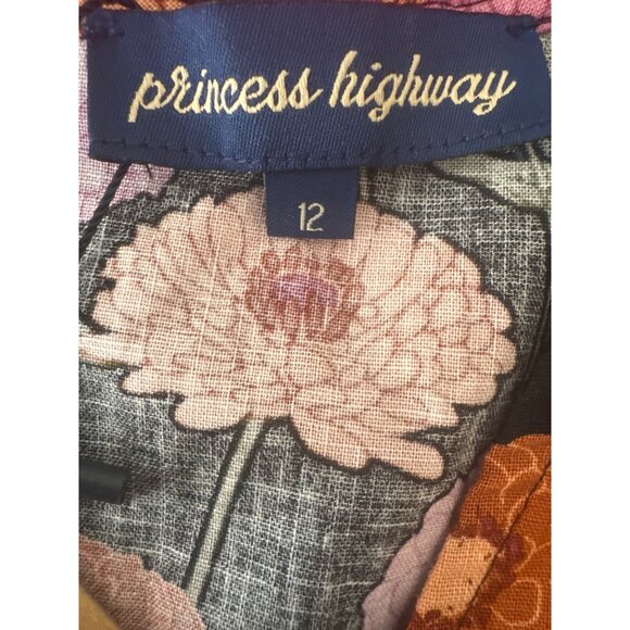 Princess Highway Floral Size 8 Linen Blend Jumpsuit Belt Black Multicolor NWT - Picture 4 of 13